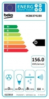 Odsavač par Beko HCB 63741 BX energetický štítek